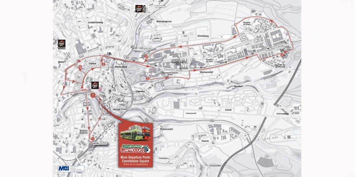 kaart van de hop-on-hop-off Luxemburg