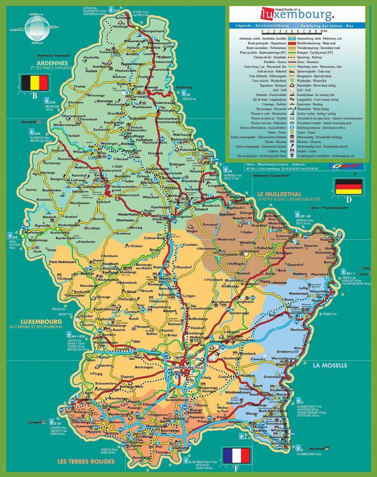 De toeristische trekpleisters van luxemburg kaart