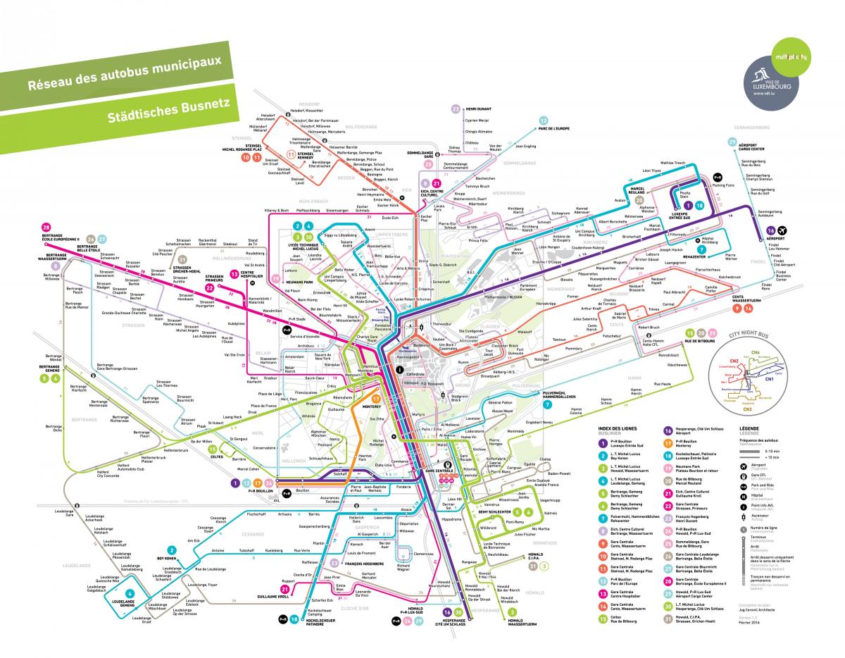 Luxemburg bus route kaart