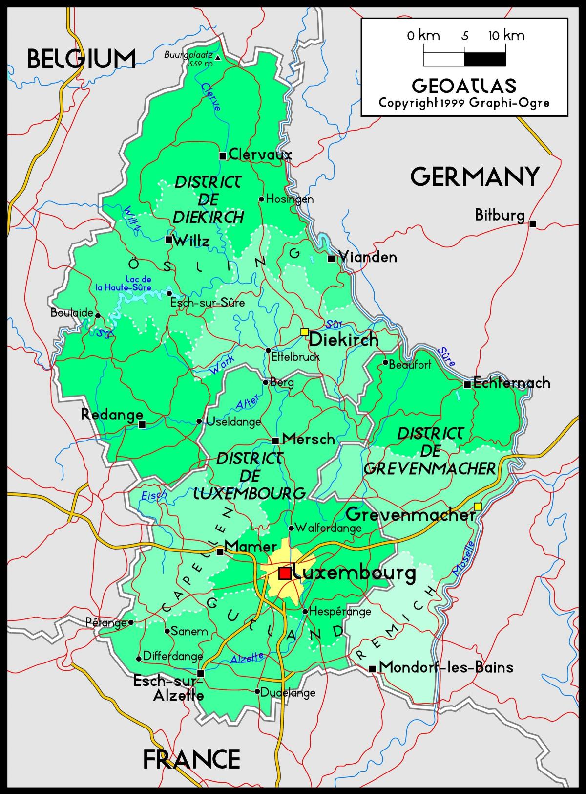 Luxemburg locatie op de kaart