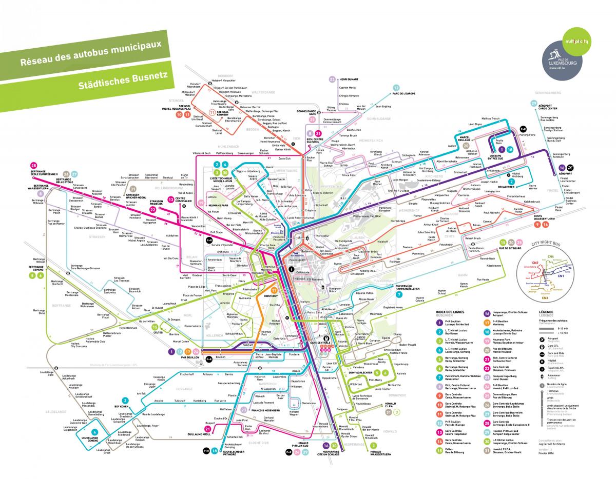 kaart van Luxemburg met het openbaar vervoer