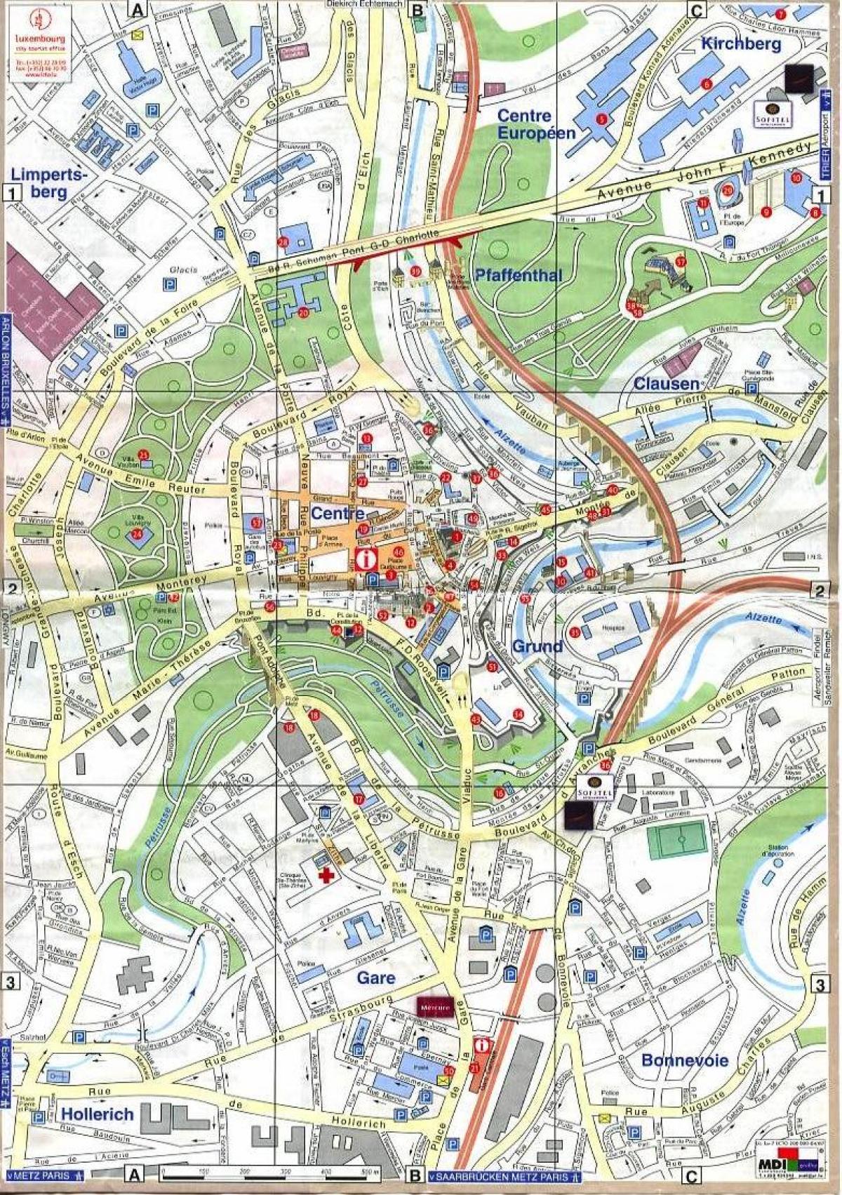 kaart van Luxemburg oude stad