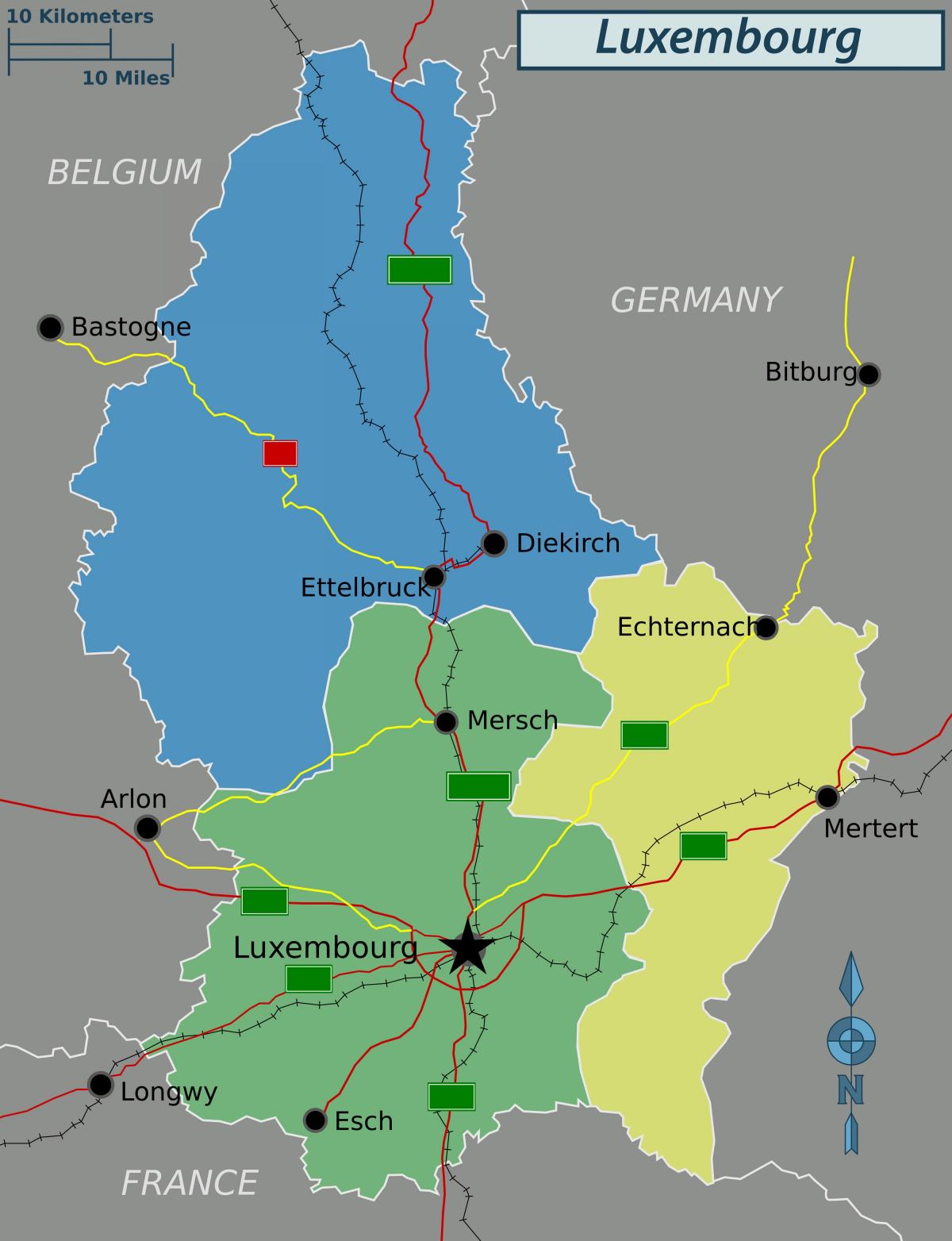 kaart van Luxemburg politieke