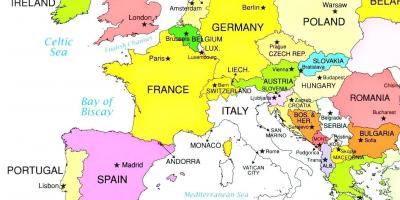 Kaart van europa met Luxemburg